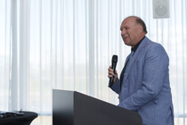 Kulttuuriperintötyön johtaja Pasi Kovalainen piti juhlapuheen. 