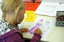 Väritysnurkka oli suosittu.